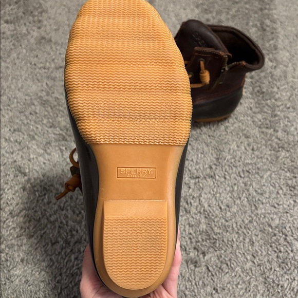 Sperry Dark Brown Duck Boots with Tan Laces - Picture 3 of 5